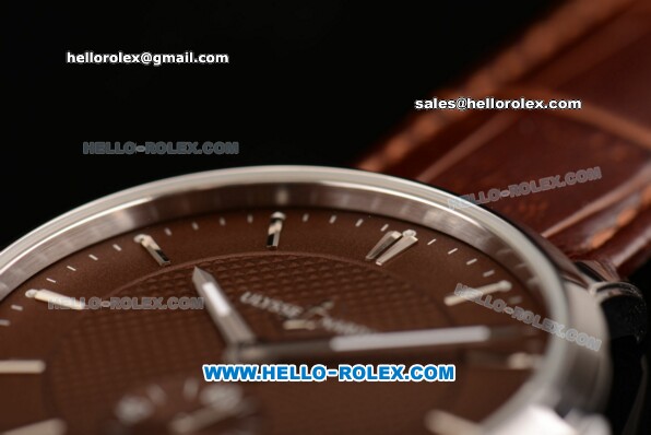 Ulysse Nardin Classico Miyota OS2035 Quartz Steel Case with Stick Markers Brown Dial and Brown Leather Strap - Click Image to Close